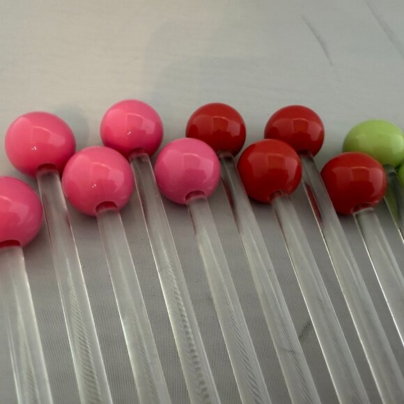 Vintage 25 Swizzle Sticks Cocktail Mixer Drink Stirrers plastic/Lucite? 7” - Picture 2 of 5